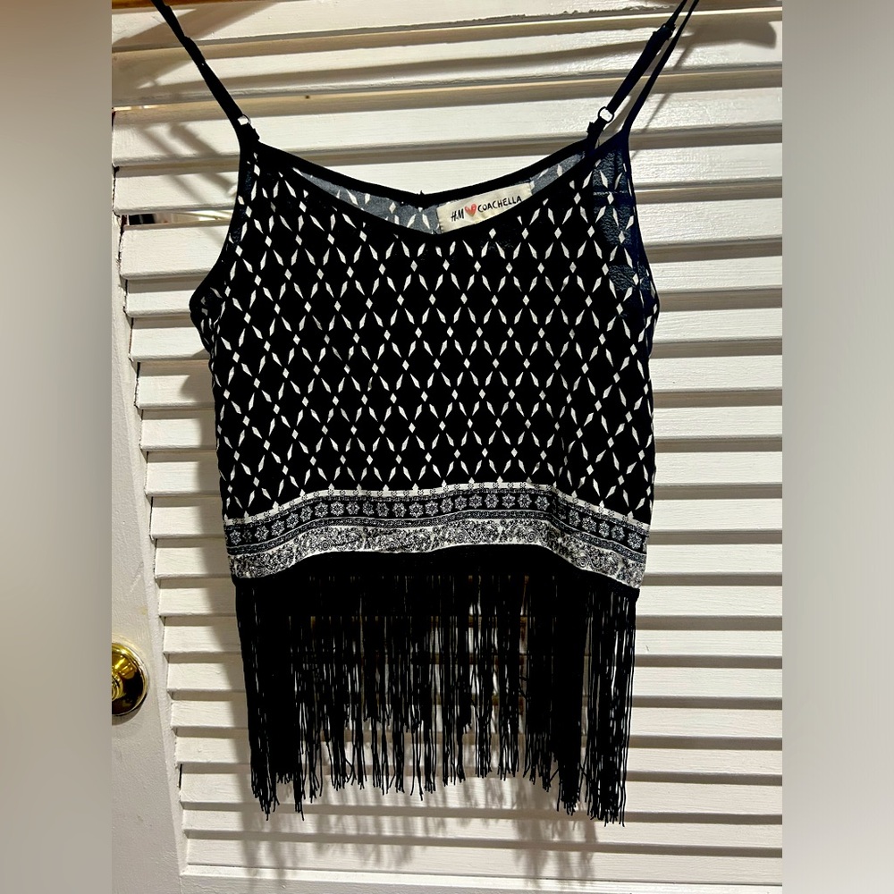H&M Coachella  boho hippie Aztec fringe top